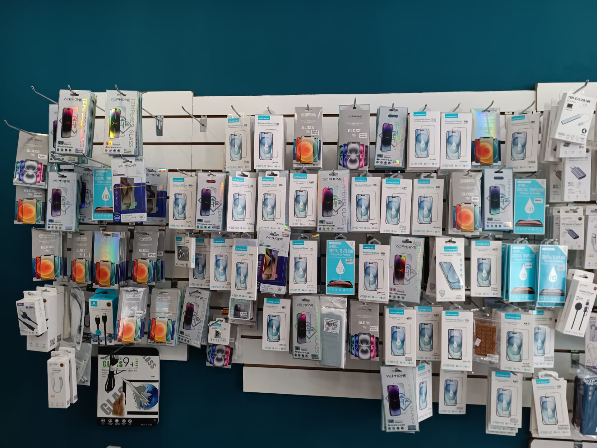 Pared con cristales templados y protectores de pantalla para todos los modelos